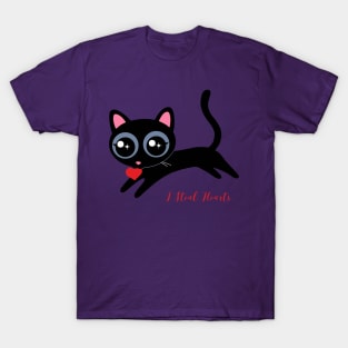 I Steal Hearts Cute Black Kitty T-Shirt